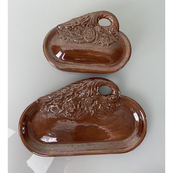 Vintage Byron Molds 1977 Pumpkin Ceramic Trinket Box & Tray, Signed Hand Painted - Picture 4 of 12